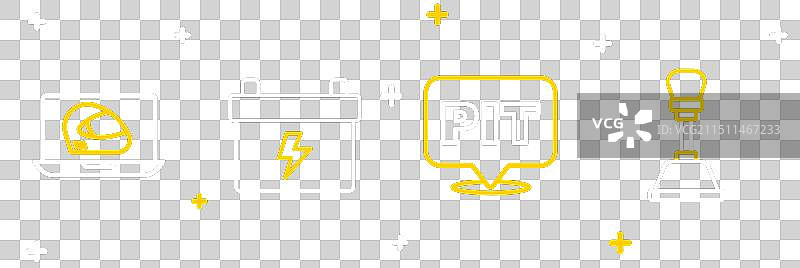 齿轮变速杆、维修站和汽车电池线性图标图片素材