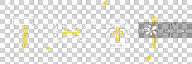 意大利旗帜教皇帽通心粉葡萄酒线条组合图片素材