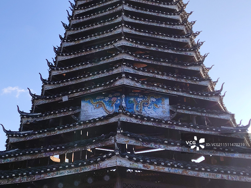 贵州铜仁：梵净山，寨沙侗寨钟鼓楼图片素材