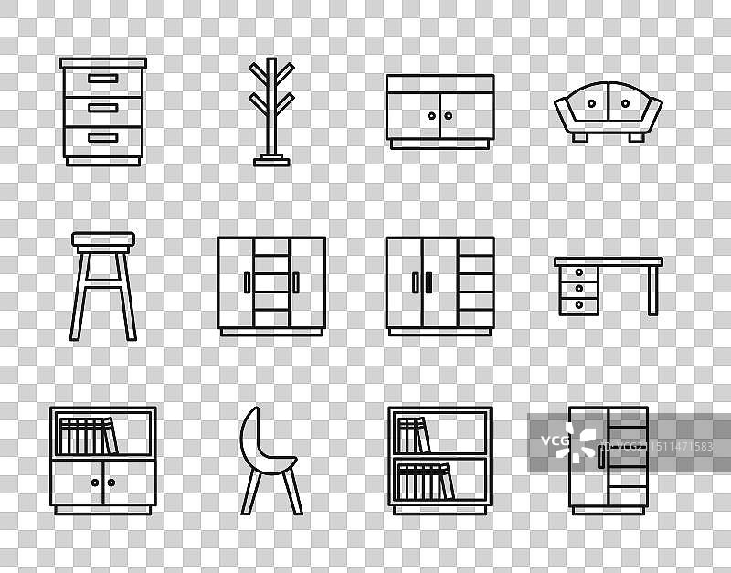 线条素材：书架衣柜组合图片素材