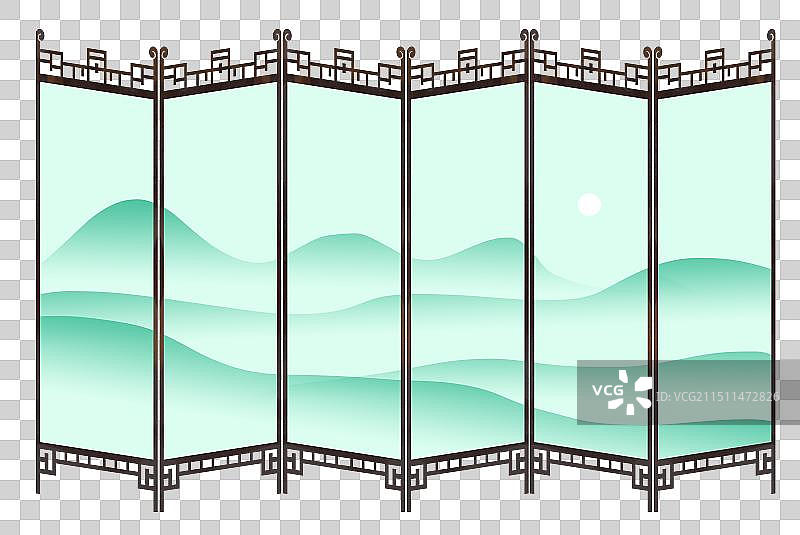 中国风新中式古风古典传统文化古装古代装修装饰室内屏风元素素材插画图片素材