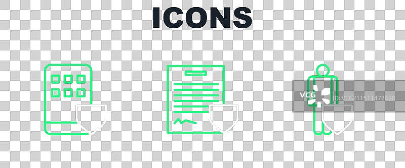 线条人寿保险盾牌智能手机组合图片素材