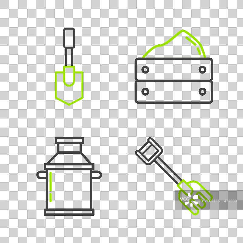 花园耙、牛奶罐图片素材