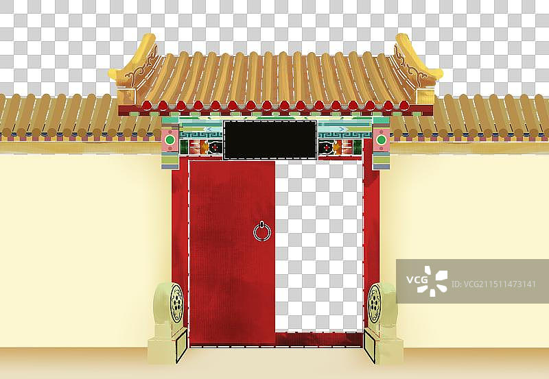 中国风新中式古风古典传统文化古装古代装修装饰古宅大门老房子北京古建筑四合院子资讯插画图片素材