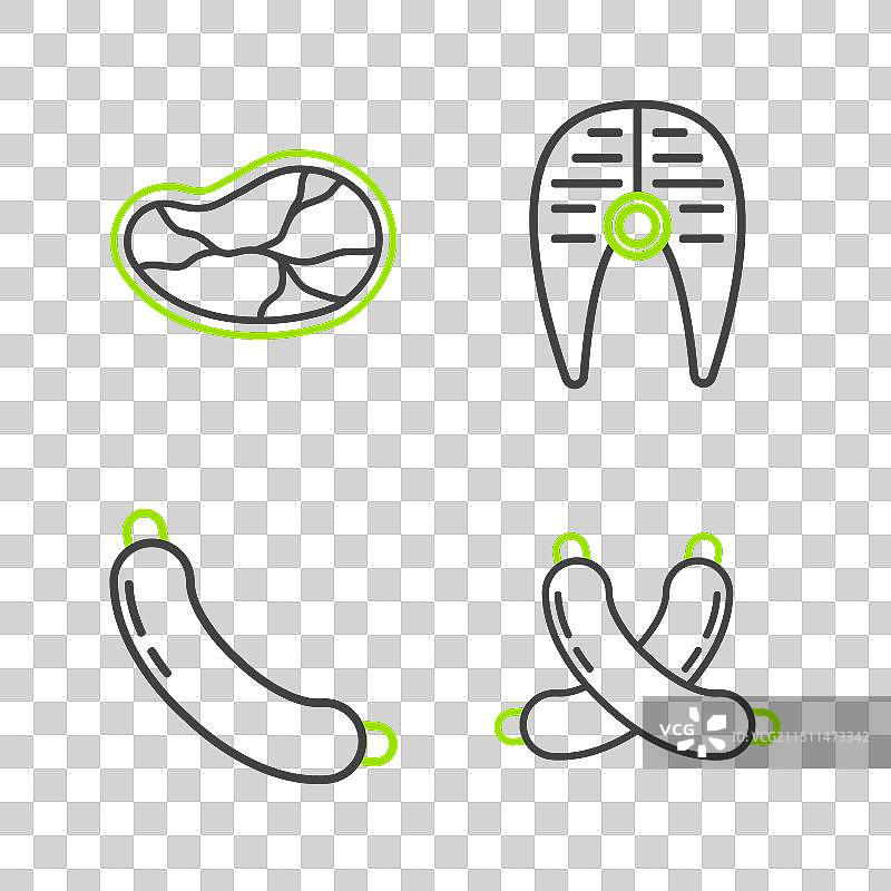 香肠鱼牛排交叉香肠线条图片素材