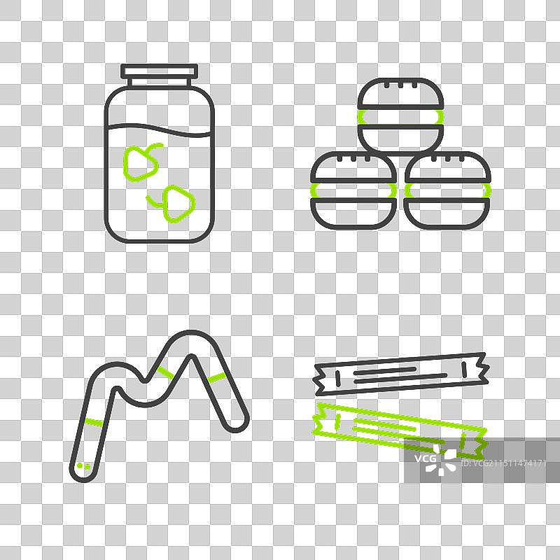 糖棍包果冻蠕虫糖果线条组合图片素材