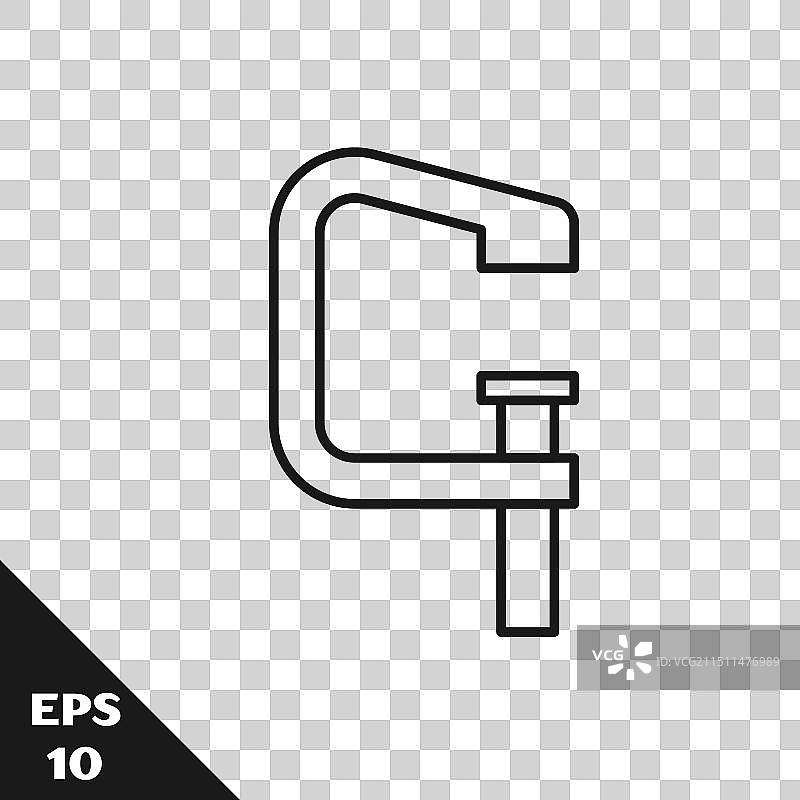 隔离的黑色线条夹具和螺丝工具图标图片素材