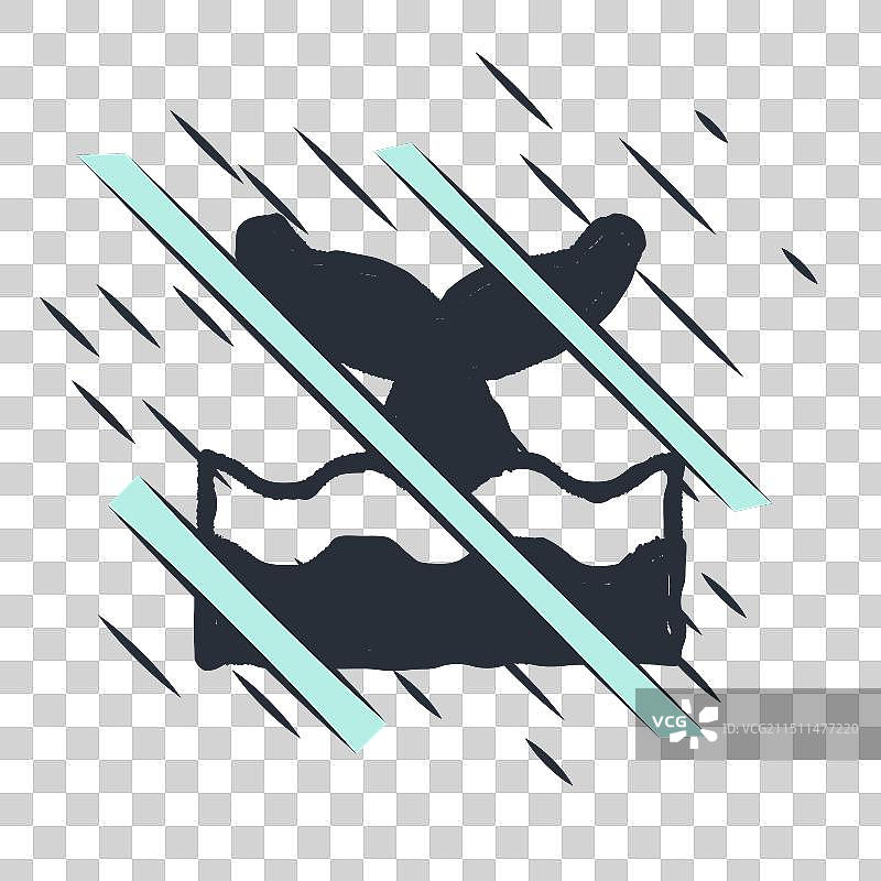 海洋波浪中黑色鲸鱼尾巴图标图片素材