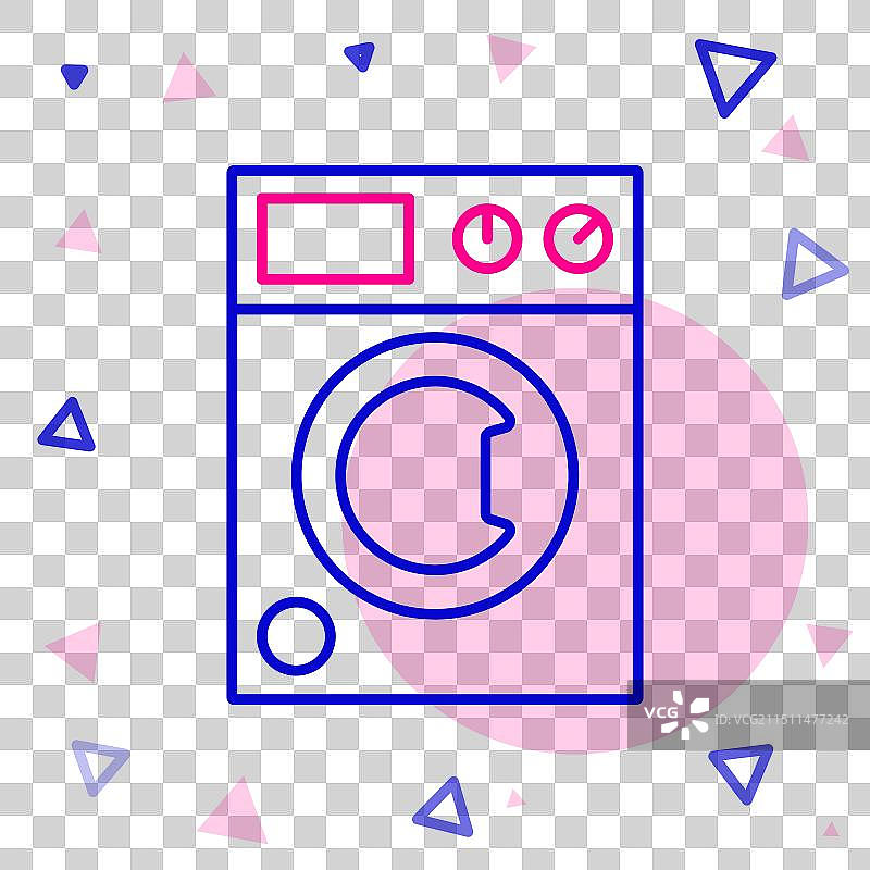 白色背景上的线条洗衣机图标图片素材