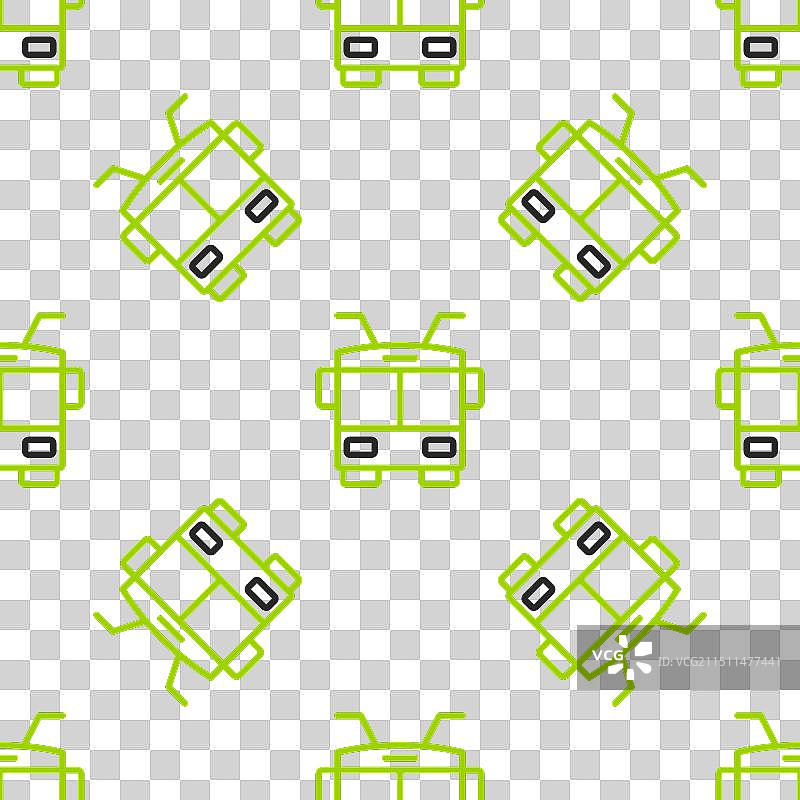 无缝图案上的线条无轨电车图标图片素材