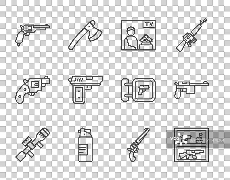 狙击步枪瞄准镜狩猎武器商店线条组合图片素材