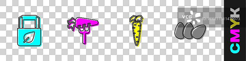 购物袋、回收胡萝卜和鸡肉套装图片素材