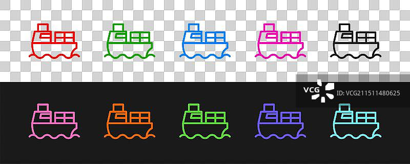 带箱货船送货服务线条图标图片素材