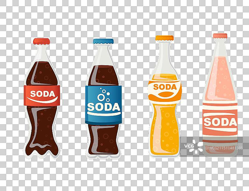 带标签的玻璃汽水瓶套装图片素材