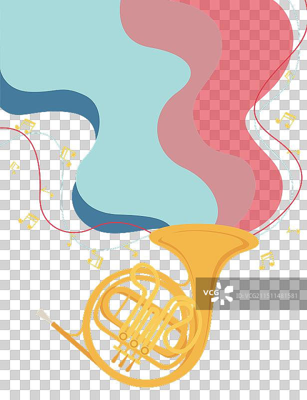 古典法式圆号乐器图片素材