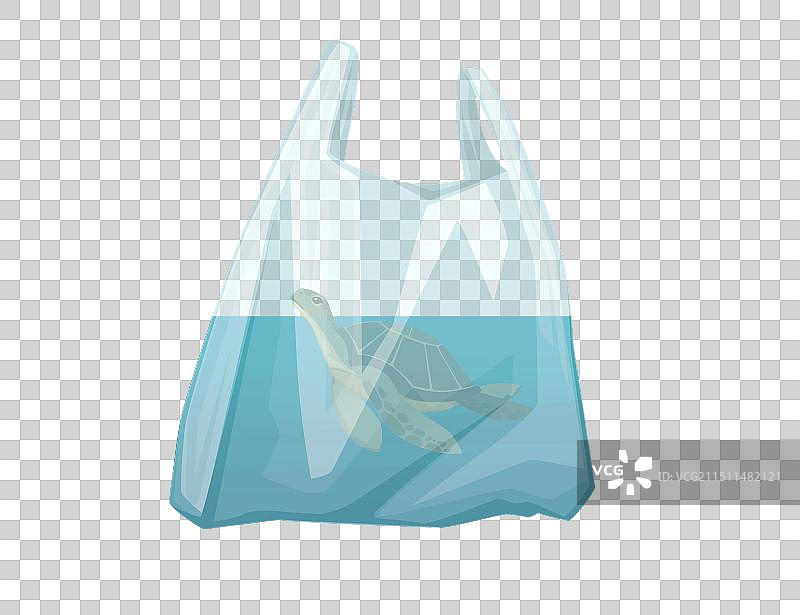 塑料袋中的乌龟抽象污染问题图片素材