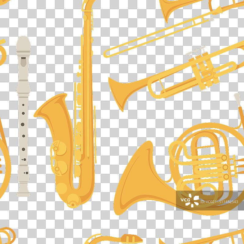 萨克斯和古典法国号无缝图案图片素材