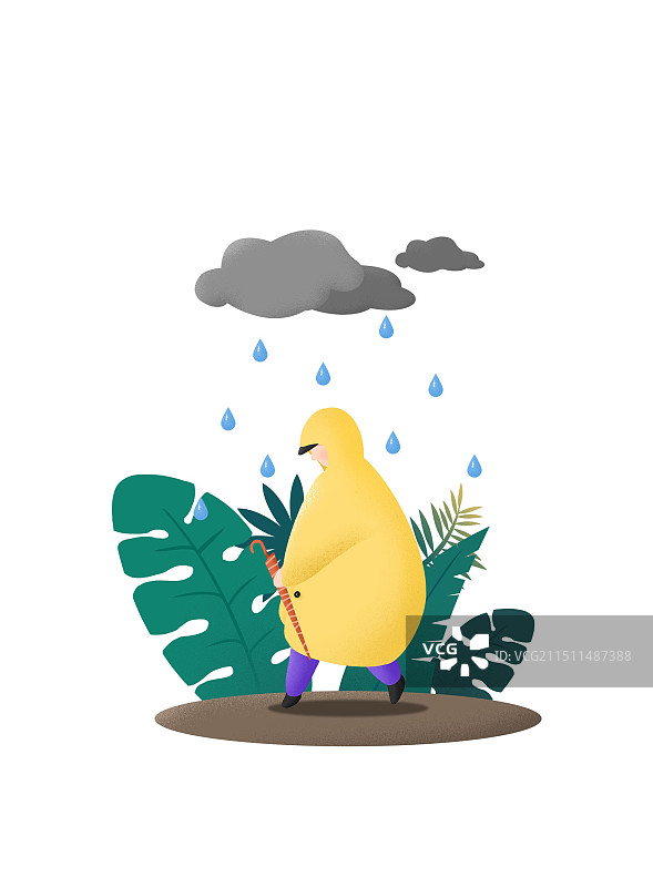 下雨天的小黄衣图片素材