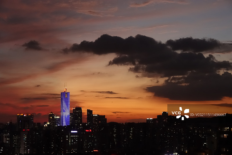 晚霞中的城市图片素材