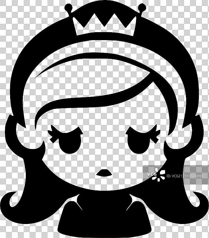 公主黑白插画图片素材