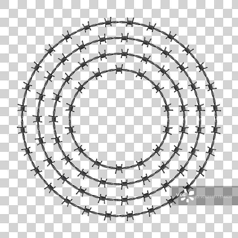 带刺铁丝网剪影风格圆形图案图片素材