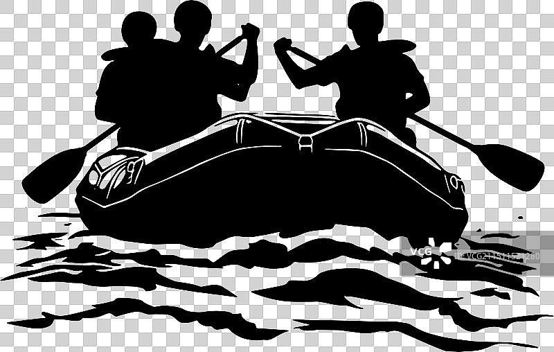 白水漂流的人们剪影图片素材