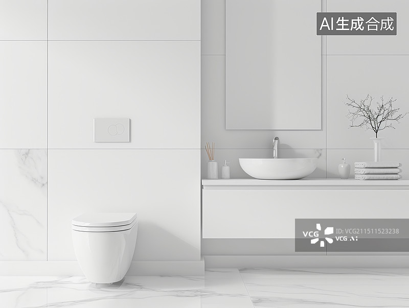 【AI数字艺术】洗手间室内设计空白背景图片素材