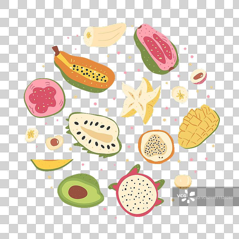 白色背景上圆形水果图片素材