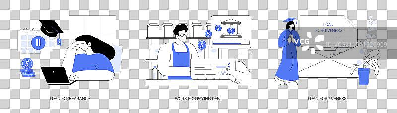 学生贷款还款隔离卡通图片素材