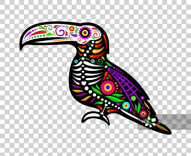 墨西哥巨嘴鸟亡灵节纹身图片素材