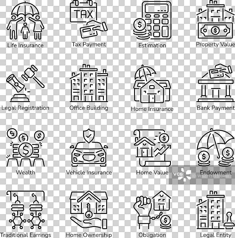 财产继承线性图标包图片素材