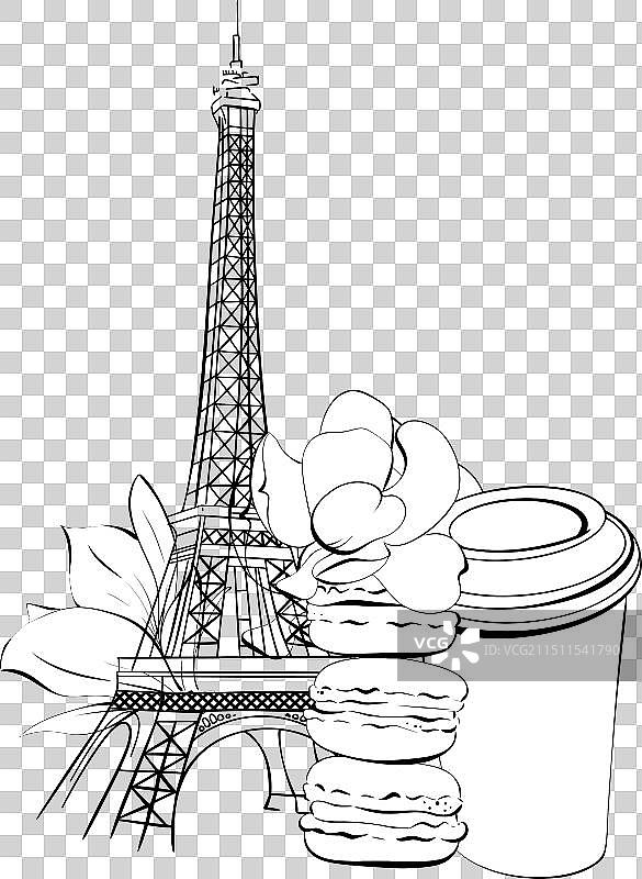 埃菲尔铁塔和马卡龙图片素材