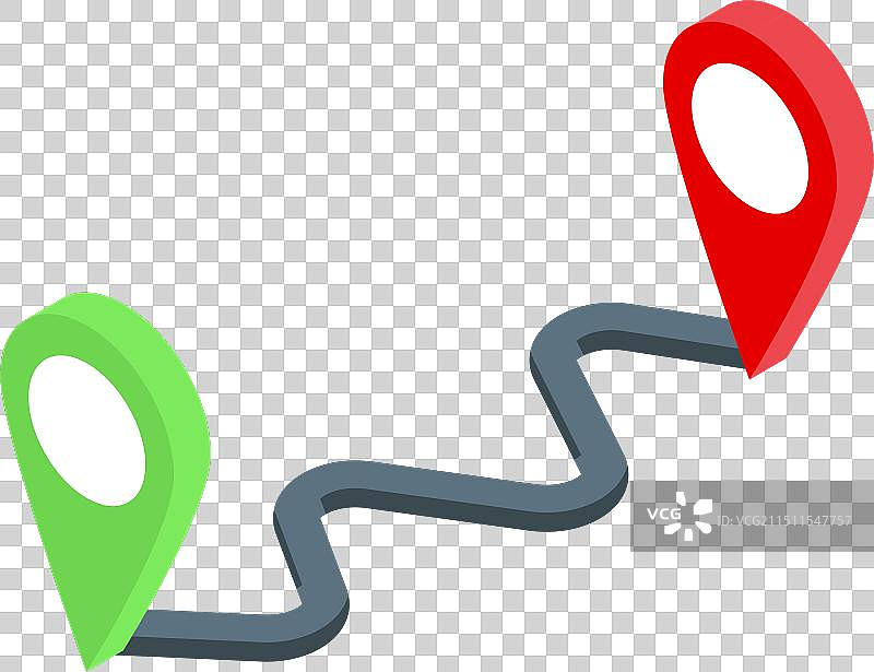 显示目的地的自驾游路线与弯路图片素材