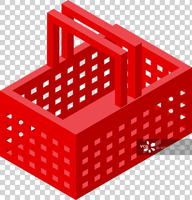 直立的空红色购物篮图片素材