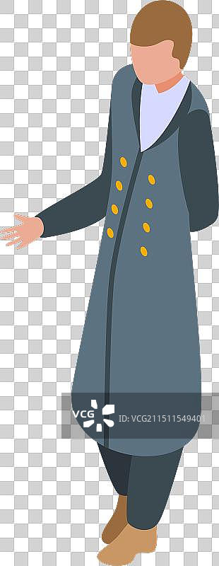 身穿长外套的维多利亚绅士在做手势图片素材