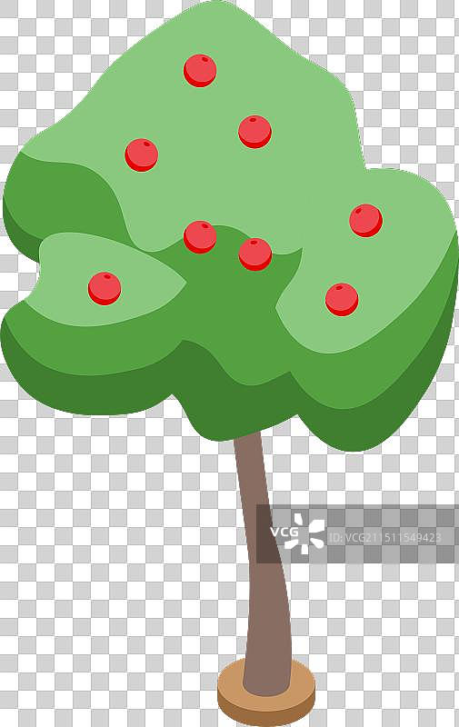 2.5D生长着红色苹果的小苹果树图片素材