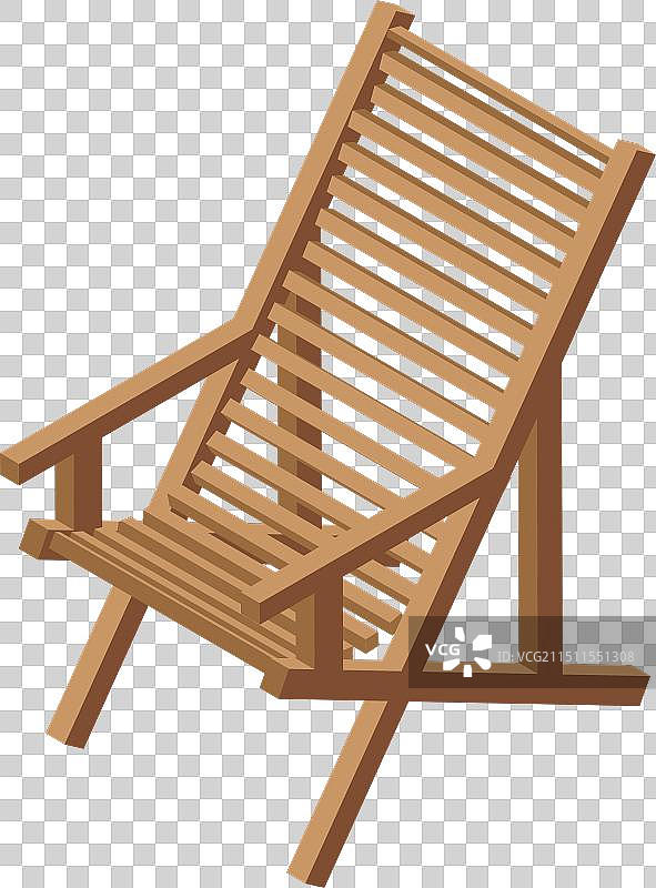 在白色背景上放松的木制躺椅图片素材
