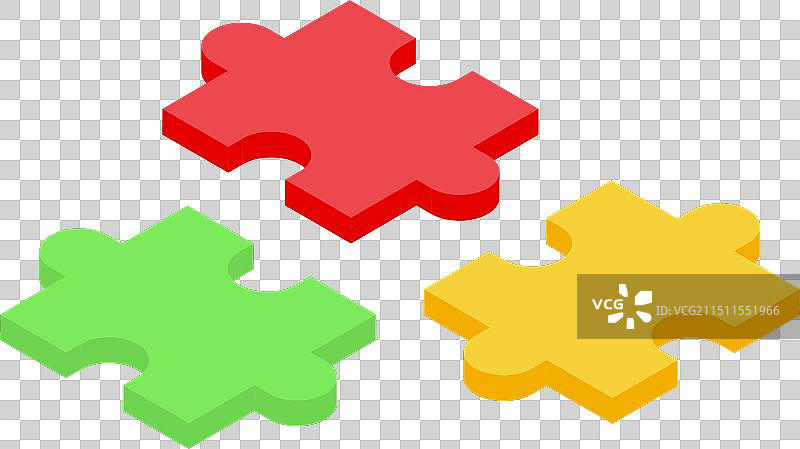 代表团队合作的三个漂浮拼图图片素材