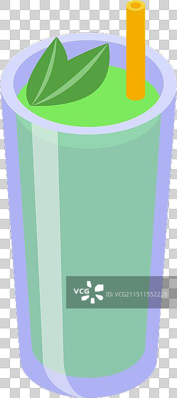 高脚杯中的绿色冰沙，配有吸管图片素材