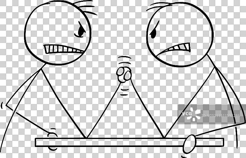 卡通人物掰手腕图片素材