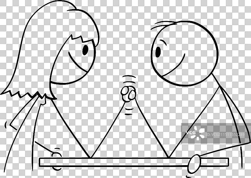 男人和女人卡通人物掰手腕图片素材