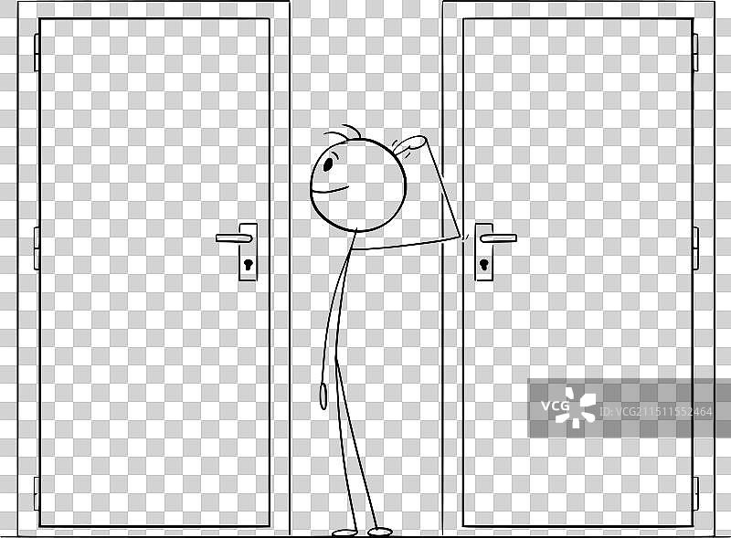 选择正确之门卡通人物图片素材