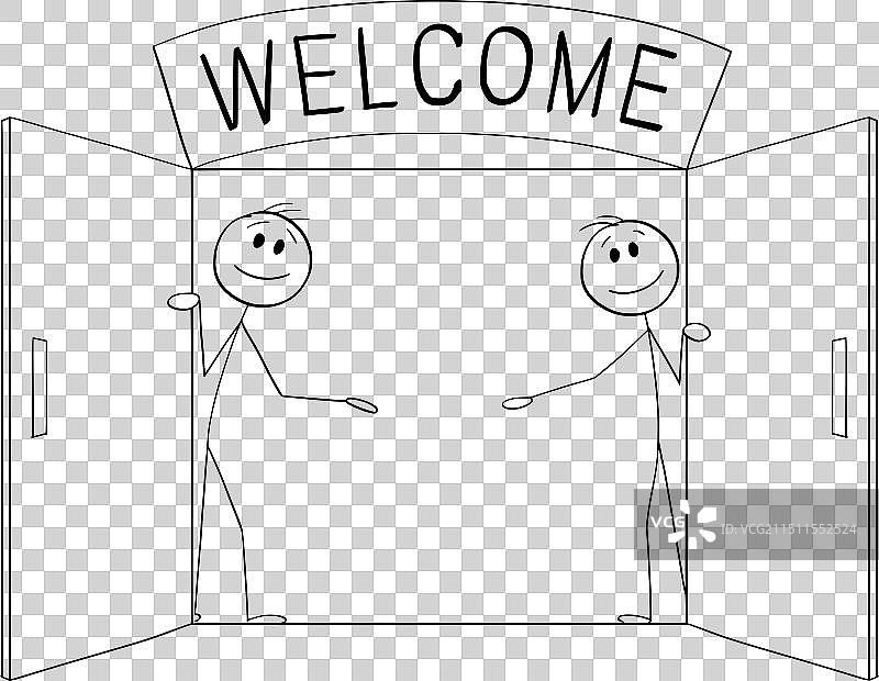 欢迎光临进入卡通门图片素材