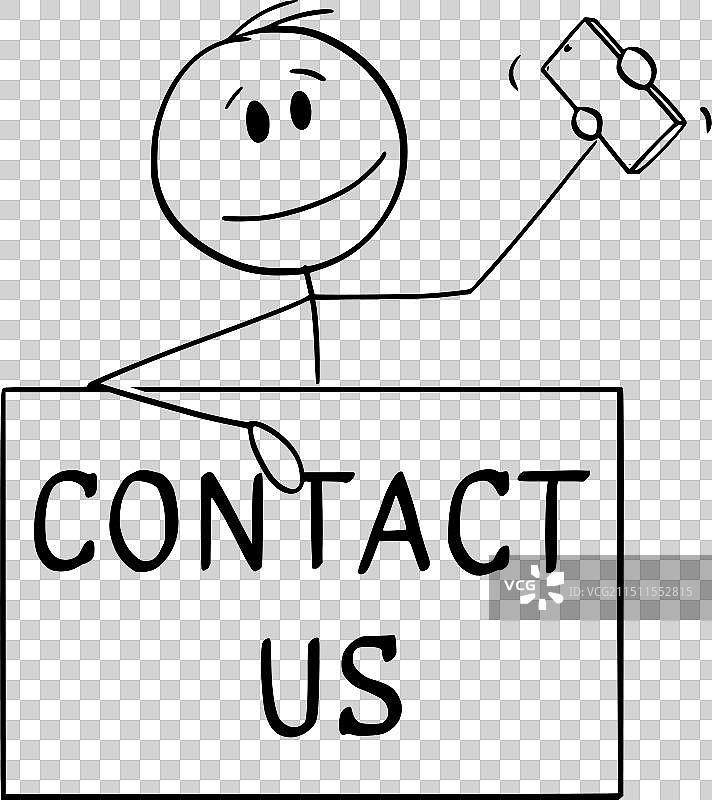 致电我们或通过电话卡通棒联系我们图片素材