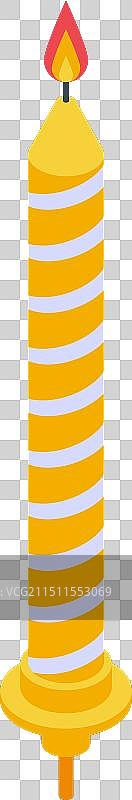 燃烧着红色火焰的黄色长生日蜡烛图片素材