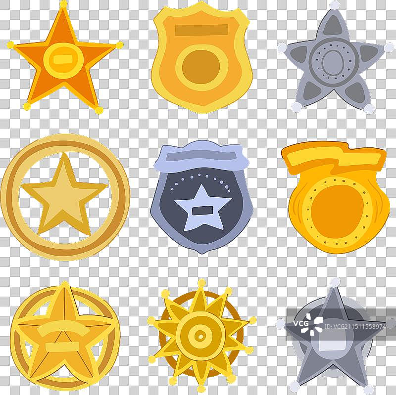 卡通警长徽章套装图片素材