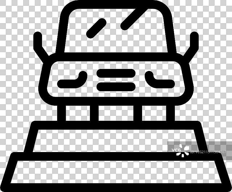 无人驾驶汽车站在领奖台上接受颁奖图片素材