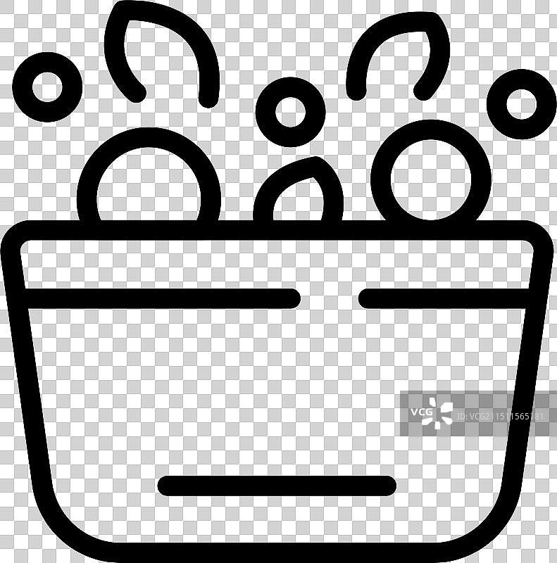 装满衣物的洗衣篮黑色轮廓图标图片素材
