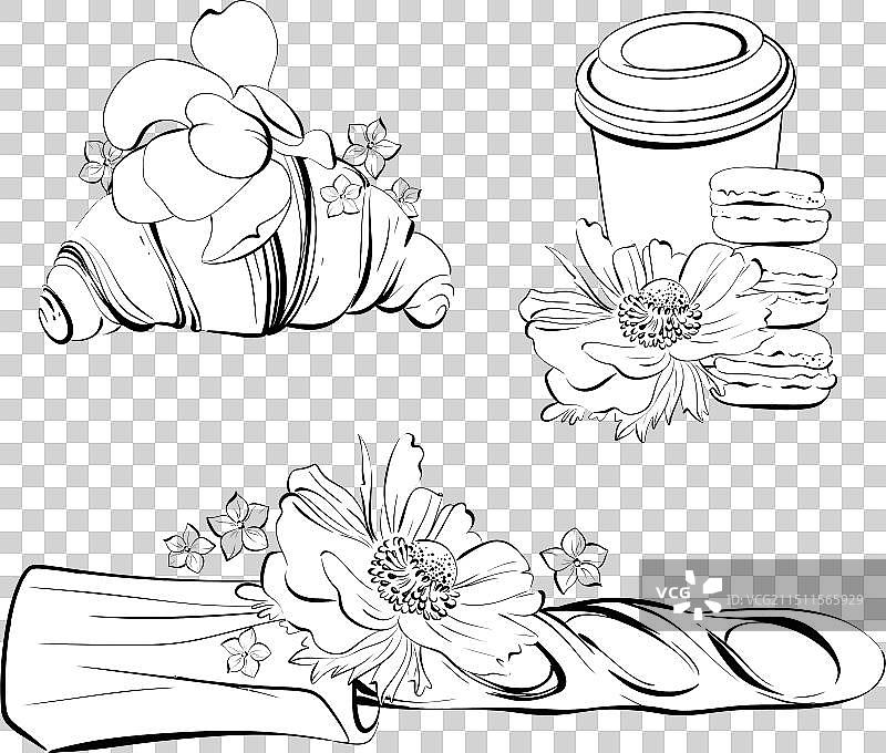 传统法式羊角面包和法棍图片素材