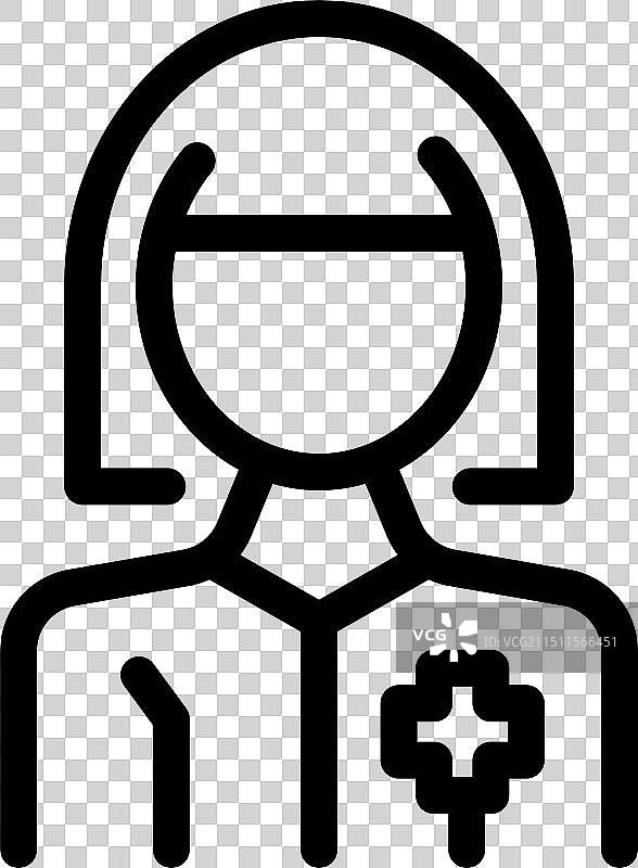 穿着实验服、佩戴医疗十字标志的女医生图片素材